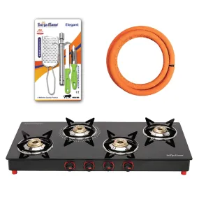 1 SF LPG STOVE 4B SMART MS NA|1 SF HOSE PIPE 1.5 MTR..|1 SF SPARK LIGHTER - CHROME (..