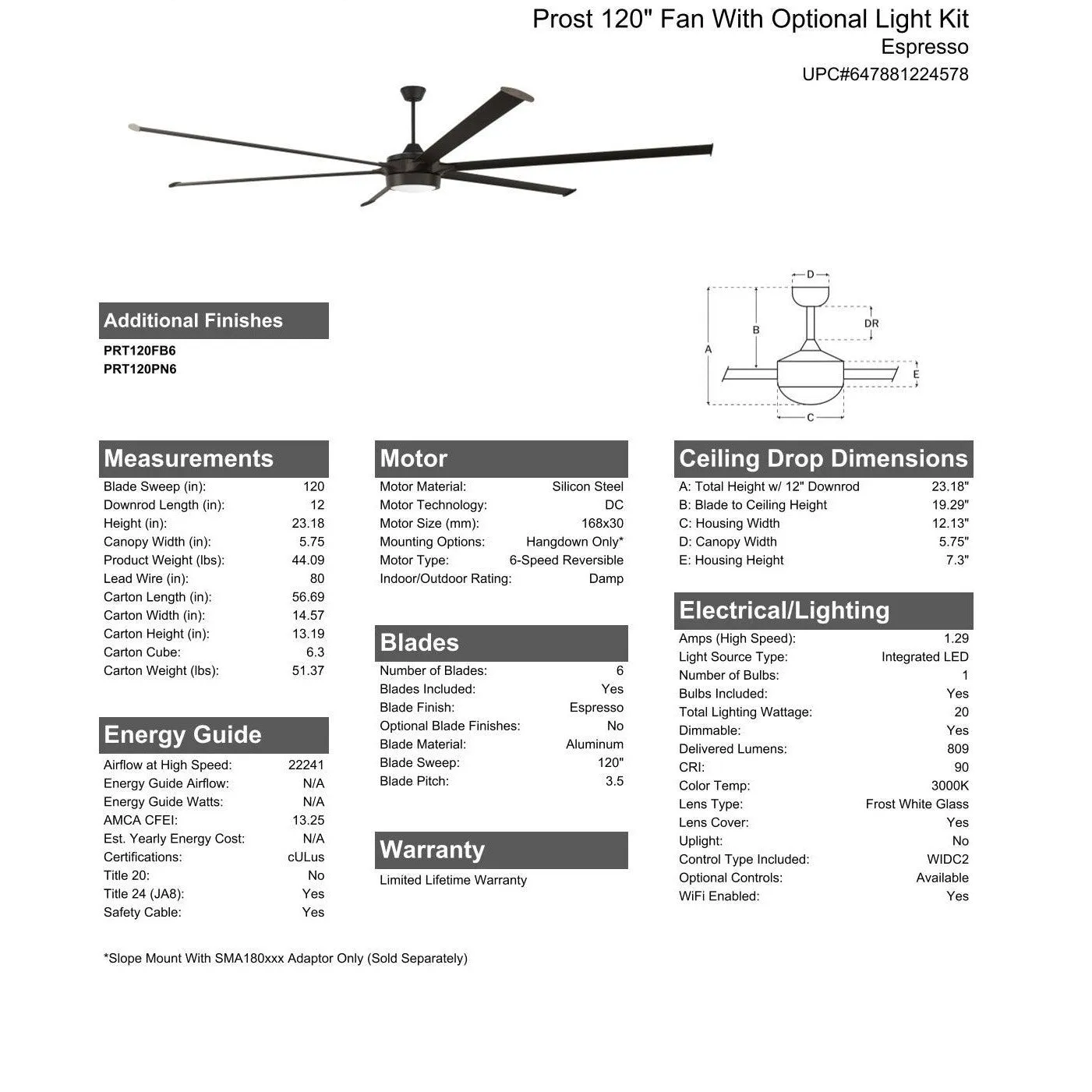 120" Prost in Espresso w/ Espresso Blades