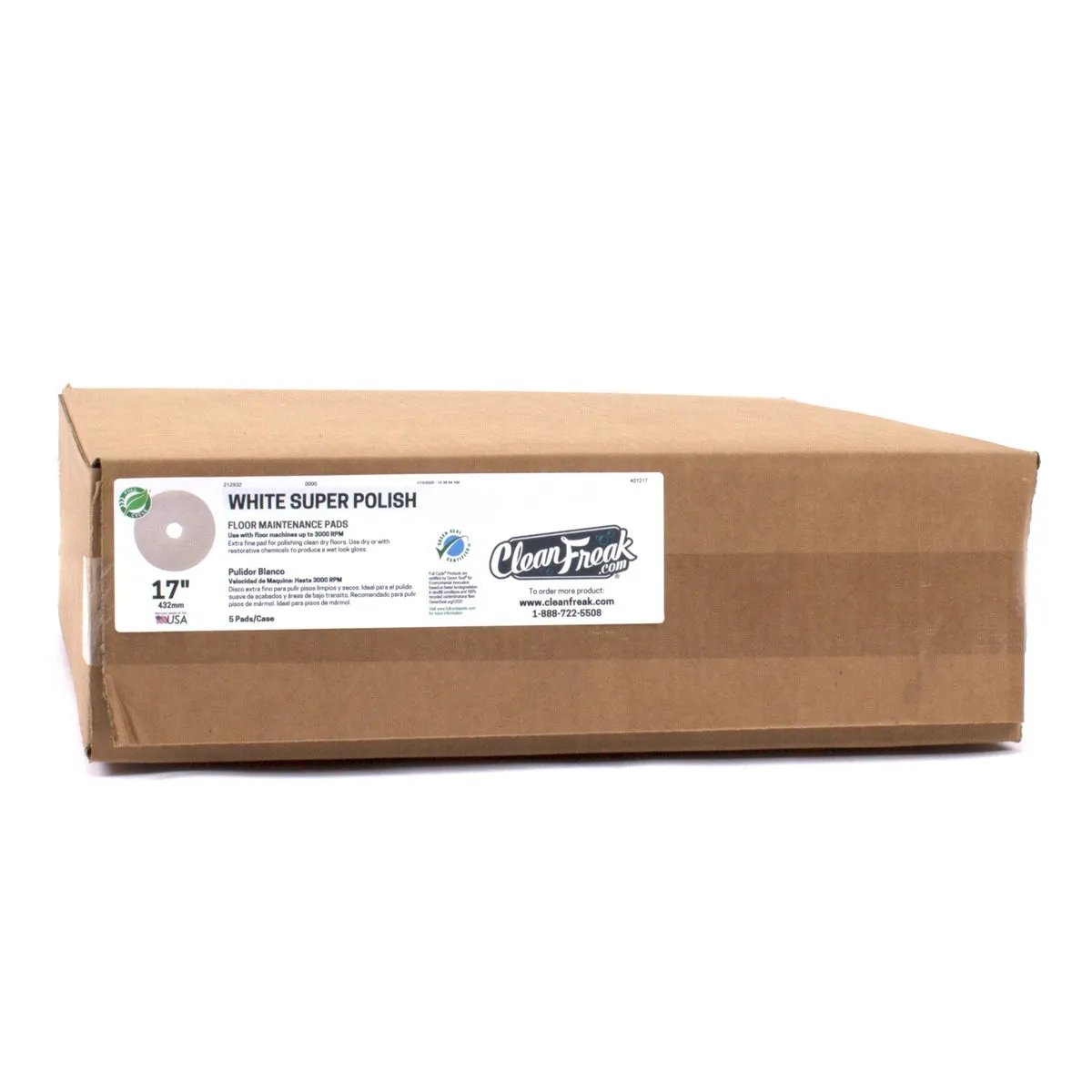 18" White Floor Buffing Maintenance Pads - Case of 5