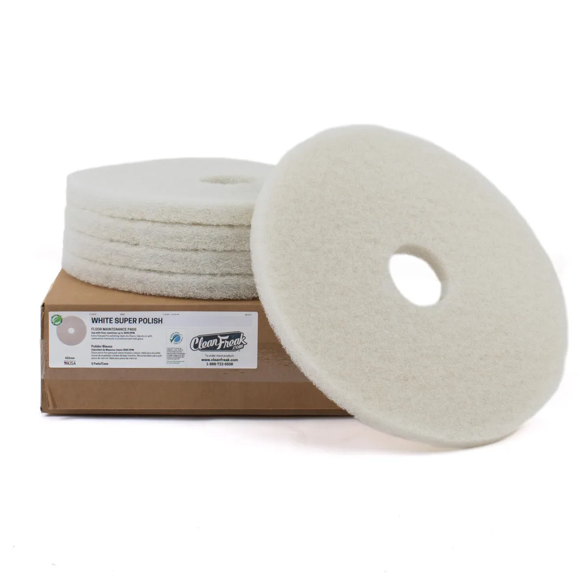 18" White Floor Buffing Maintenance Pads - Case of 5