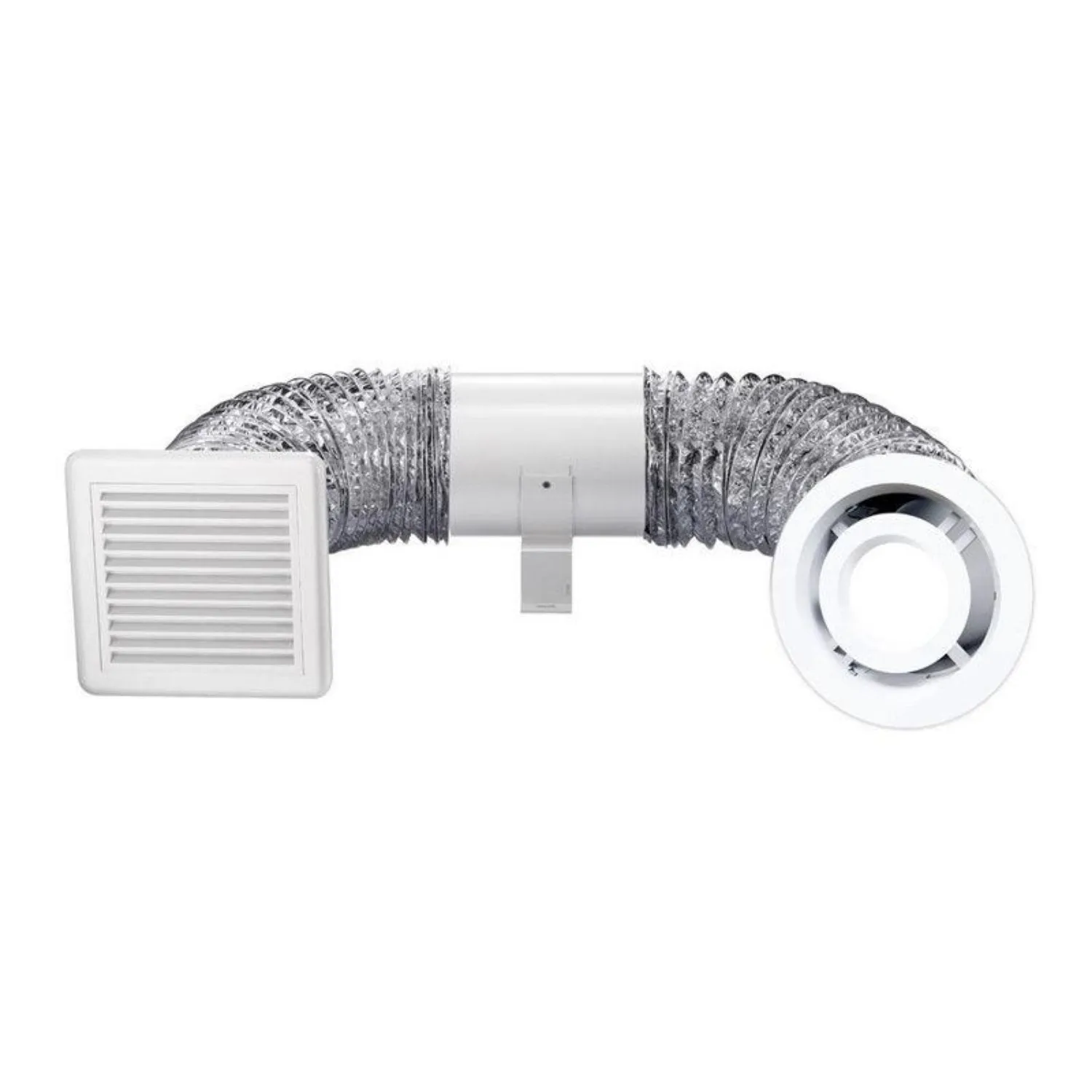 210m³/h Ventair Shower Light and in-line Exhaust Fan Kit w/ LED Light 150mm in White - VEDLKWH