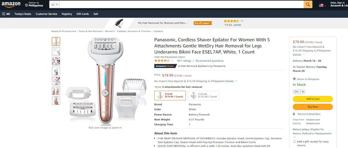 22822006 PANASONIC EPILATOR AN SHAVER SYSTEM