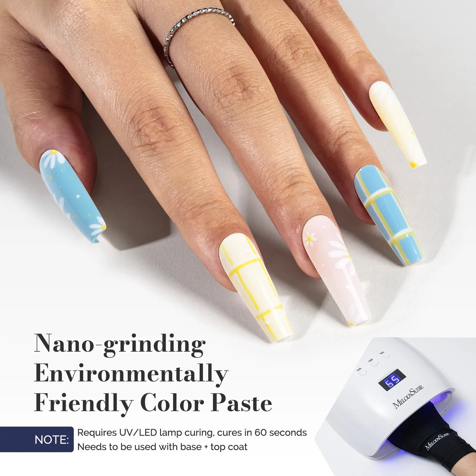 2Pcs Fleurwee Gel Polish - Pale Yellow&Gray Blue-P09 P32