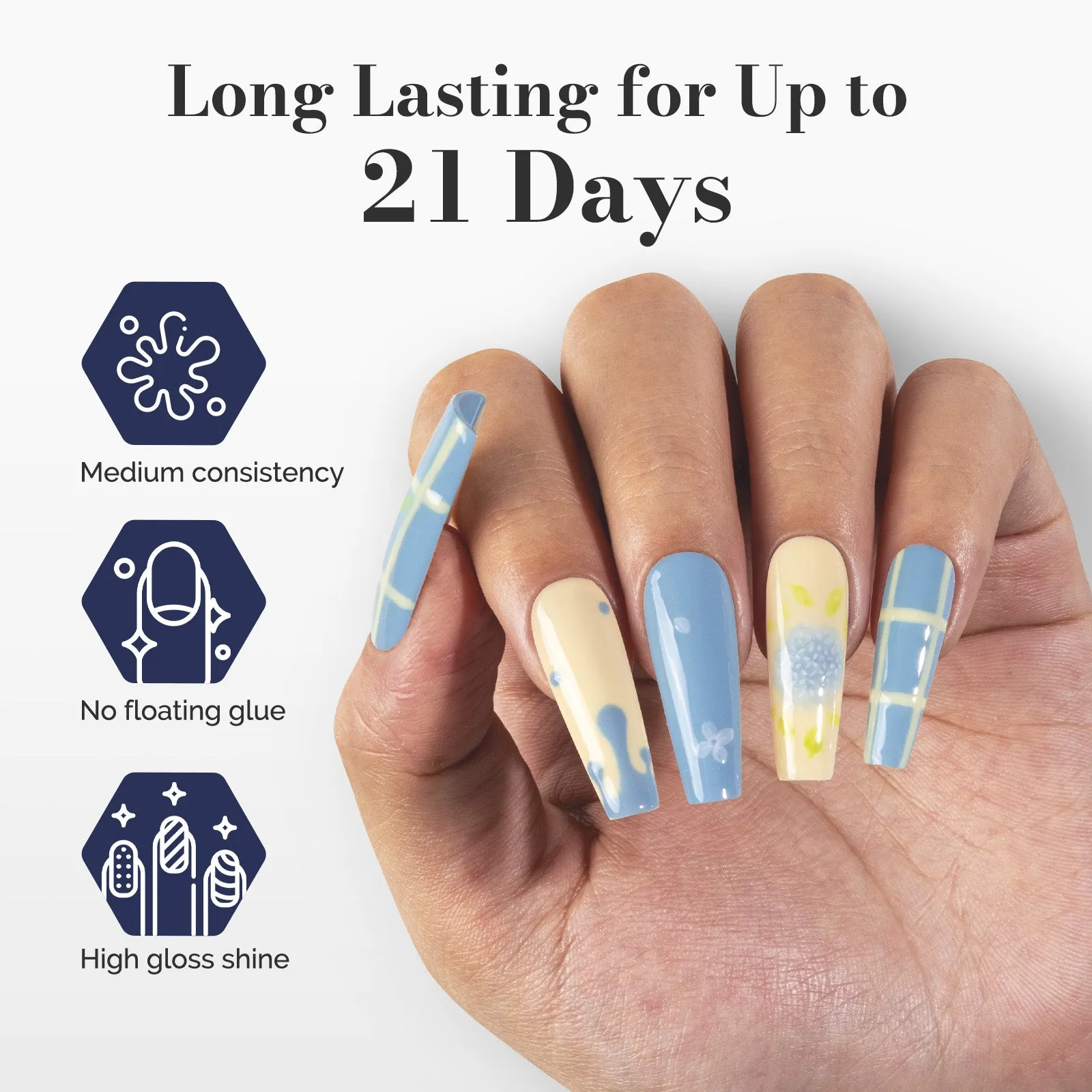 2Pcs Fleurwee Gel Polish - Pale Yellow&Gray Blue-P09 P32