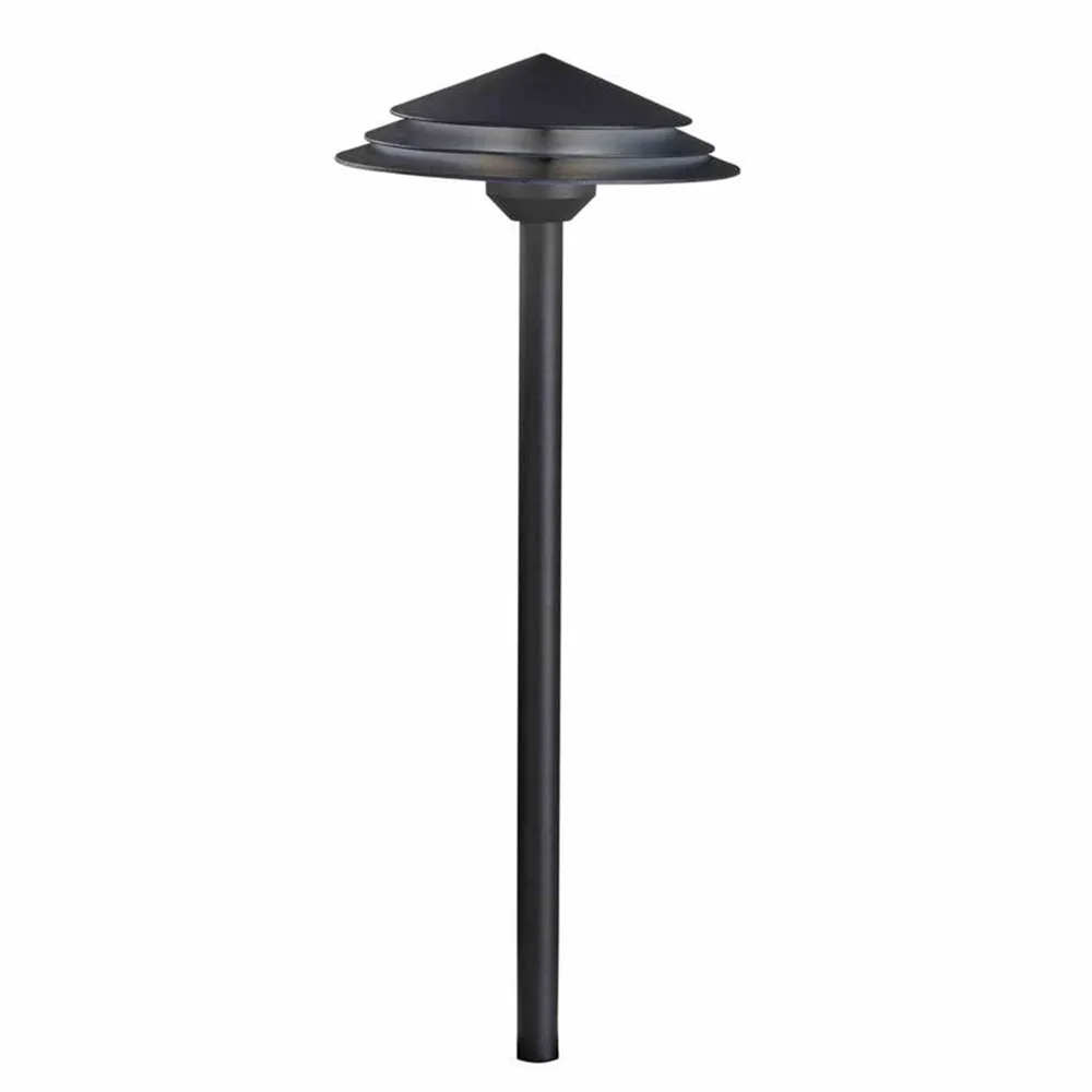 2W 182 Lumens LED Round Tiered Path Light 3000K Textured Black