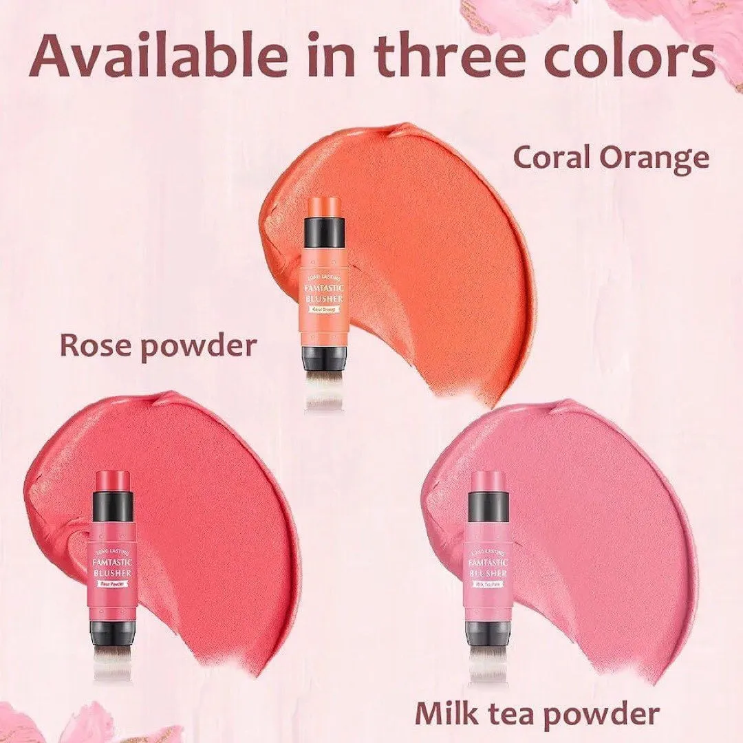 3 Color Double-headed Creamy Rouge Blush With Brush