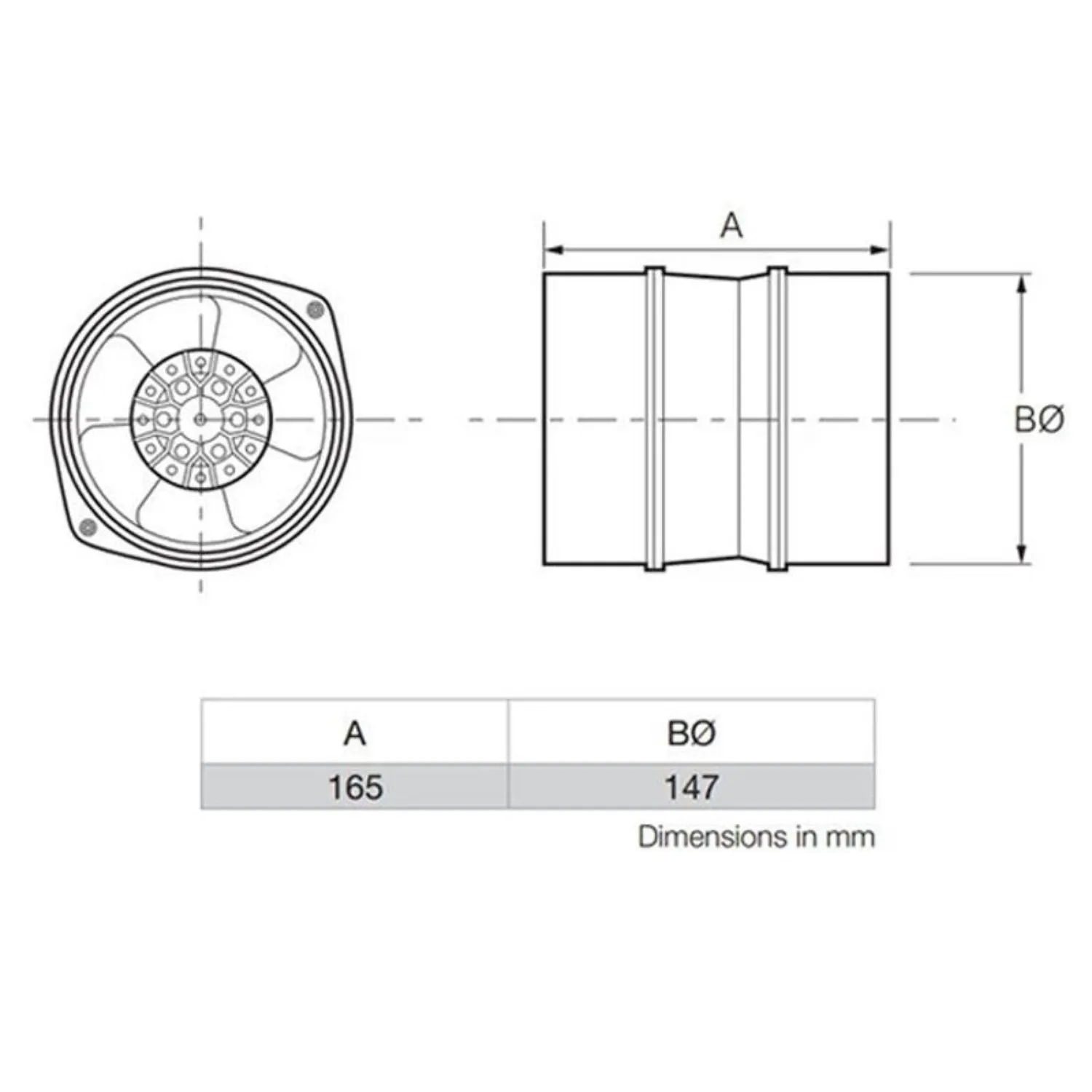 361m³/h Minitube Duct Mounted Axial Fan for Exhaust/Supply Air