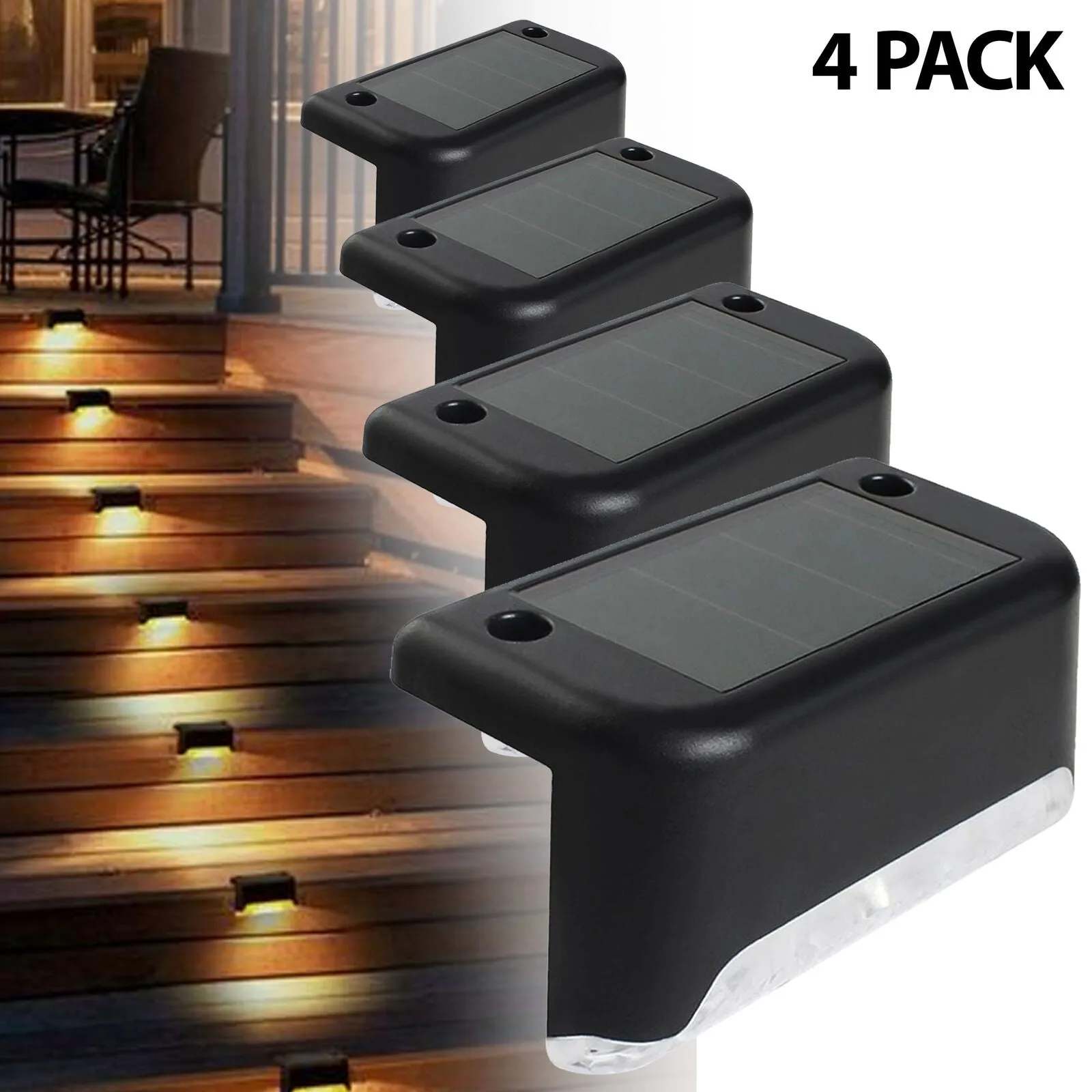 4-Pack Solar LED Deck Step Pathway Lights