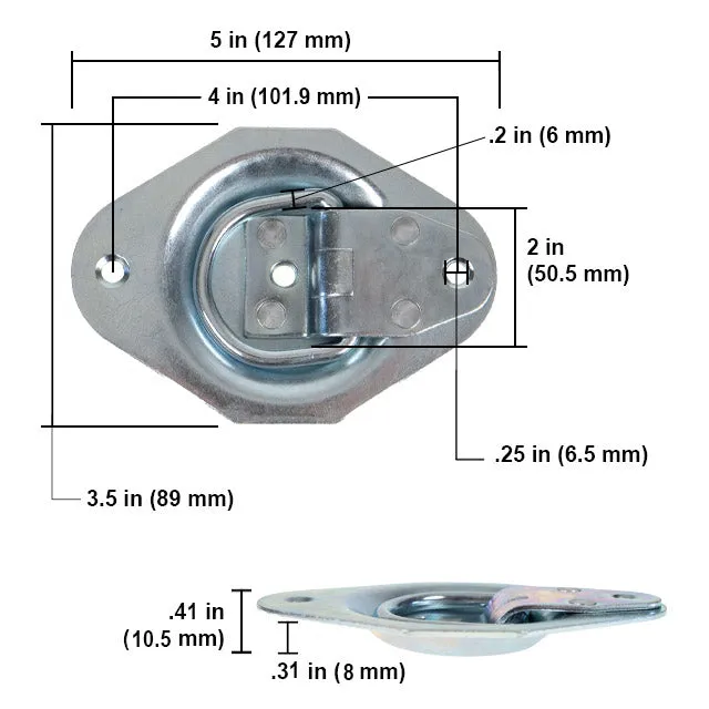 4-Pack Zinc Plated Recessed Mounting Ring - 900 lbs. BS