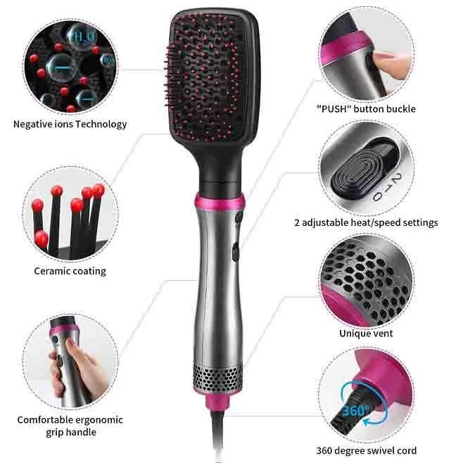 5 In1 Hair Dryer, Hot Air and Hair Brush Volumizer  Set