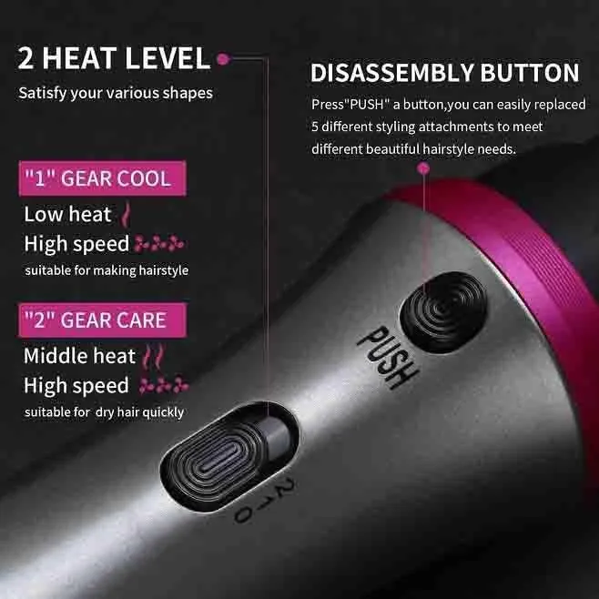 5 In1 Hair Dryer, Hot Air and Hair Brush Volumizer  Set