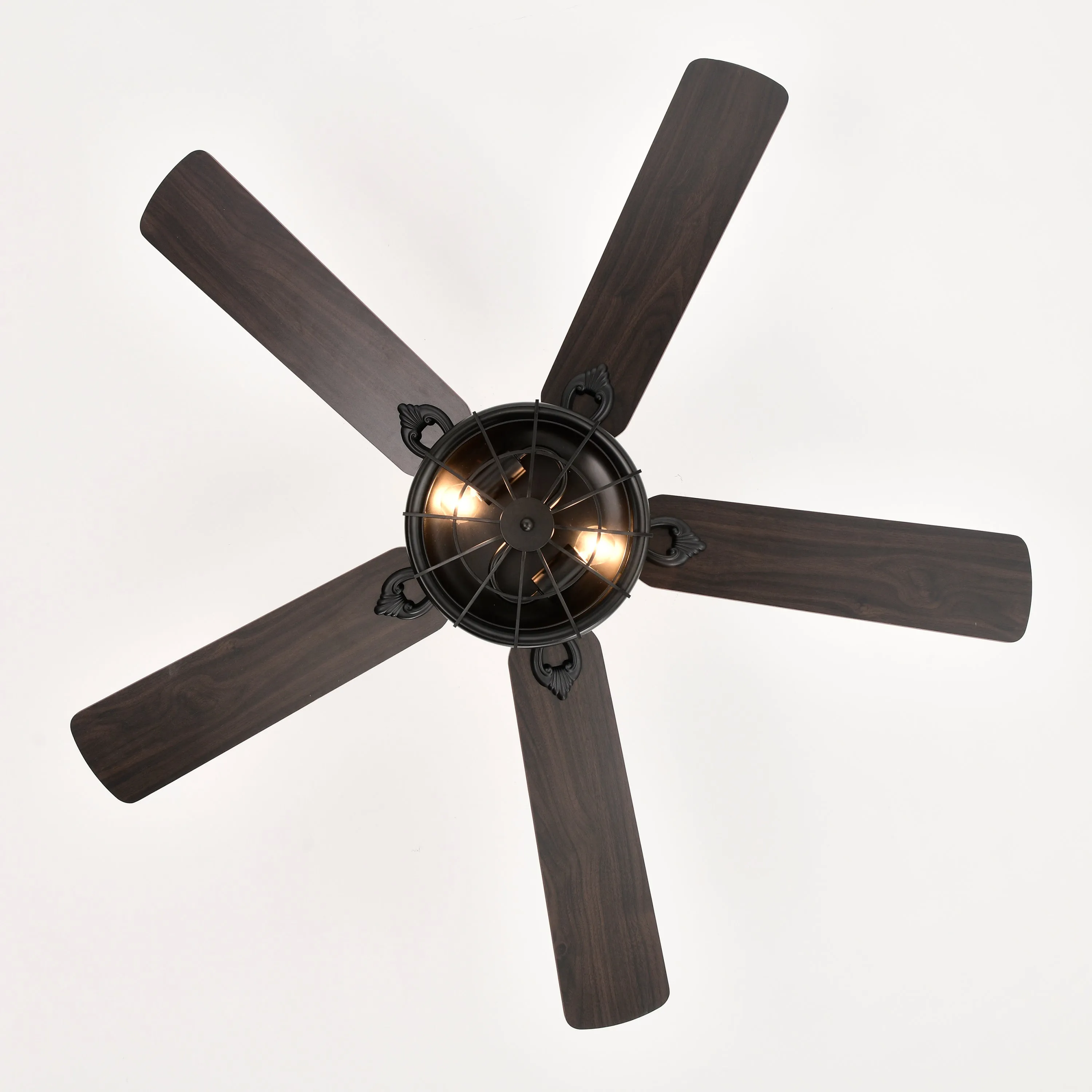 52'' Farmhouse Ceiling Fan Dual Finish Blades Industrial Fandelier --Matte Black