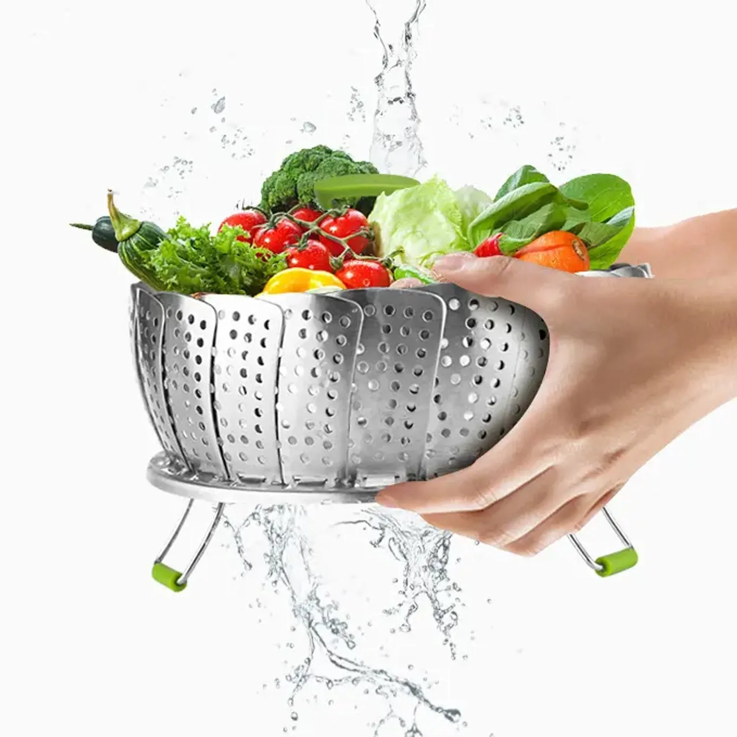 5350 Steel Vegetable Steamer Unique Design Foldable Steamer For Fish Seafood Cooking