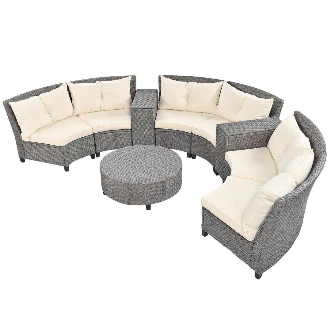 6-Piece Rattan Garden Set with Table & Cushions - Stylish & Durable Outdoor Furniture