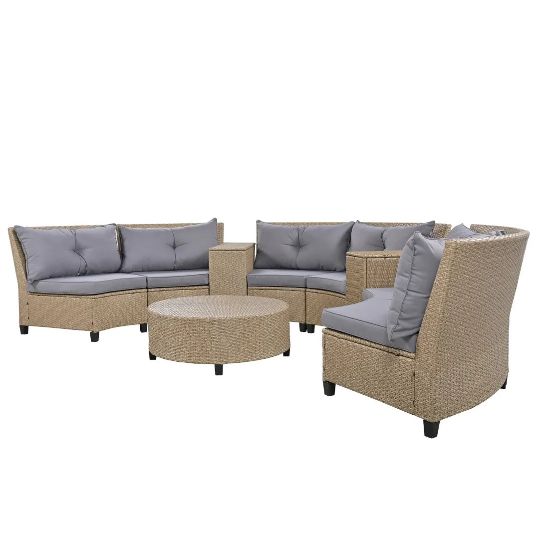 6-Piece Rattan Garden Set with Table & Cushions - Stylish & Durable Outdoor Furniture