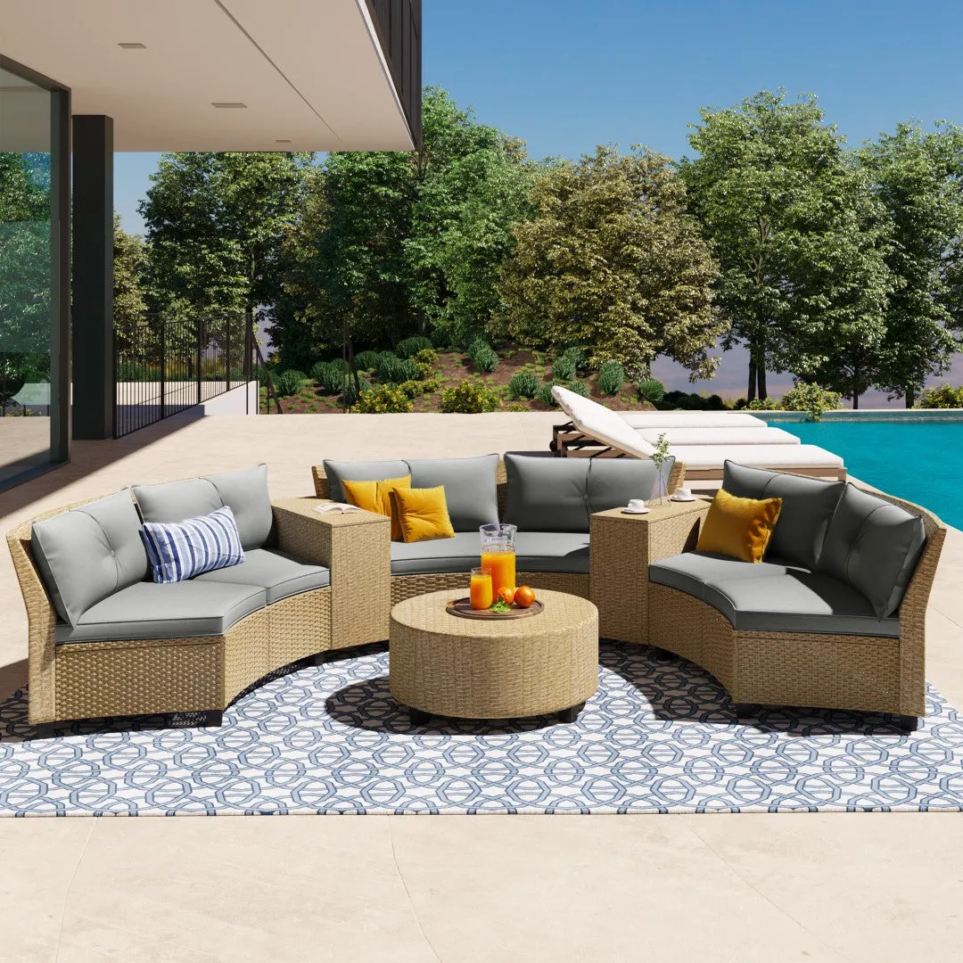 6-Piece Rattan Garden Set with Table & Cushions - Stylish & Durable Outdoor Furniture