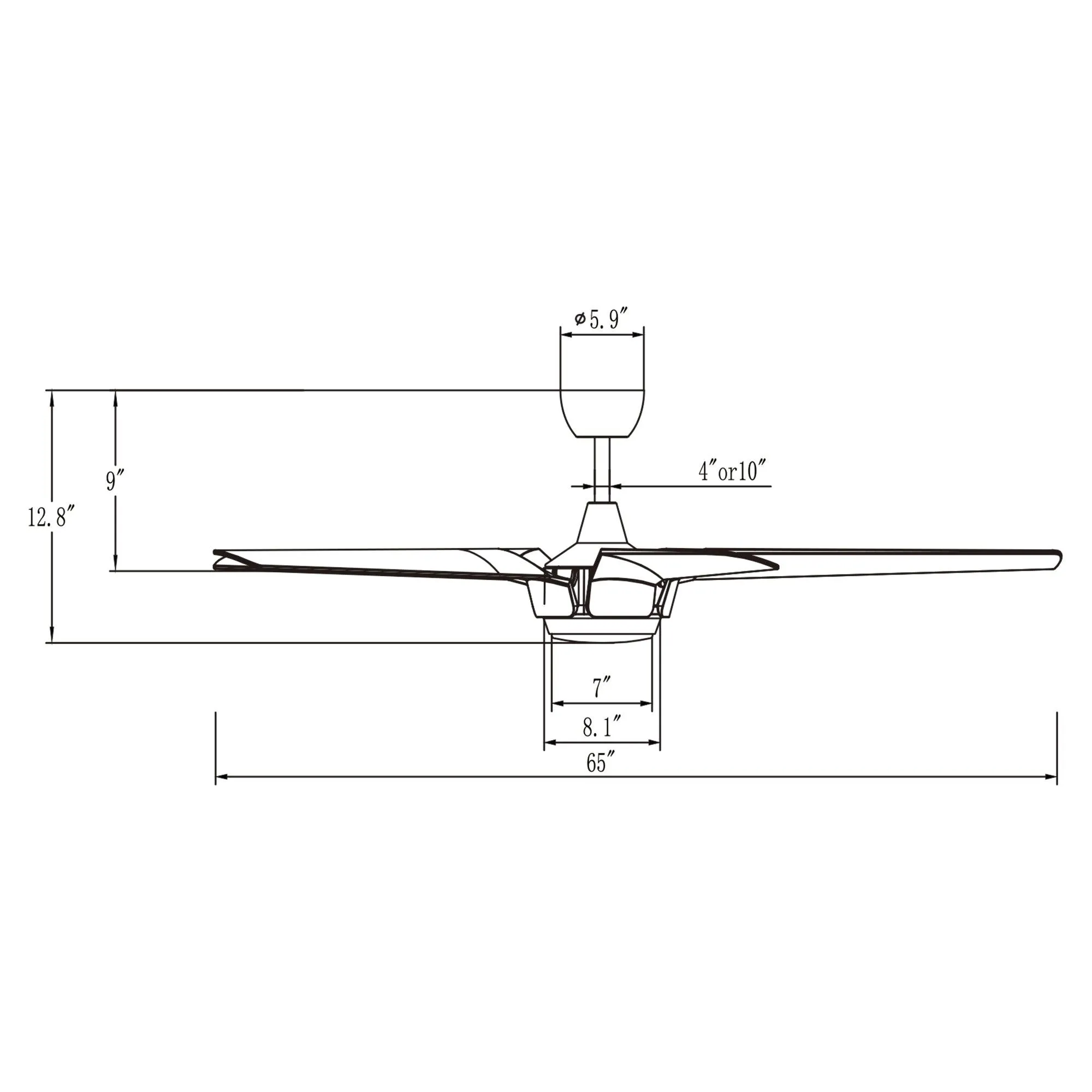 65" Fury Farmhouse DC Motor Downrod Mount Ceiling Fan with Lighting and Remote Control