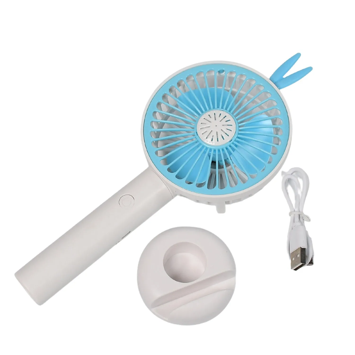 7606 Mini Portable Hand Fan USB Rechargeable Fan With Led Light Fan for Indoor and Outdoor Use by Women and Men Table Standing Stand Included (Battery Not Include)