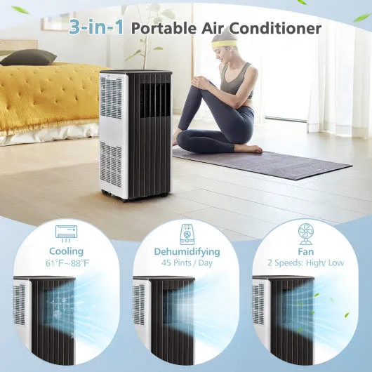 8000 BTU Portable Air Conditioner with Cool Humidifier and Sleep Mode-Black & White