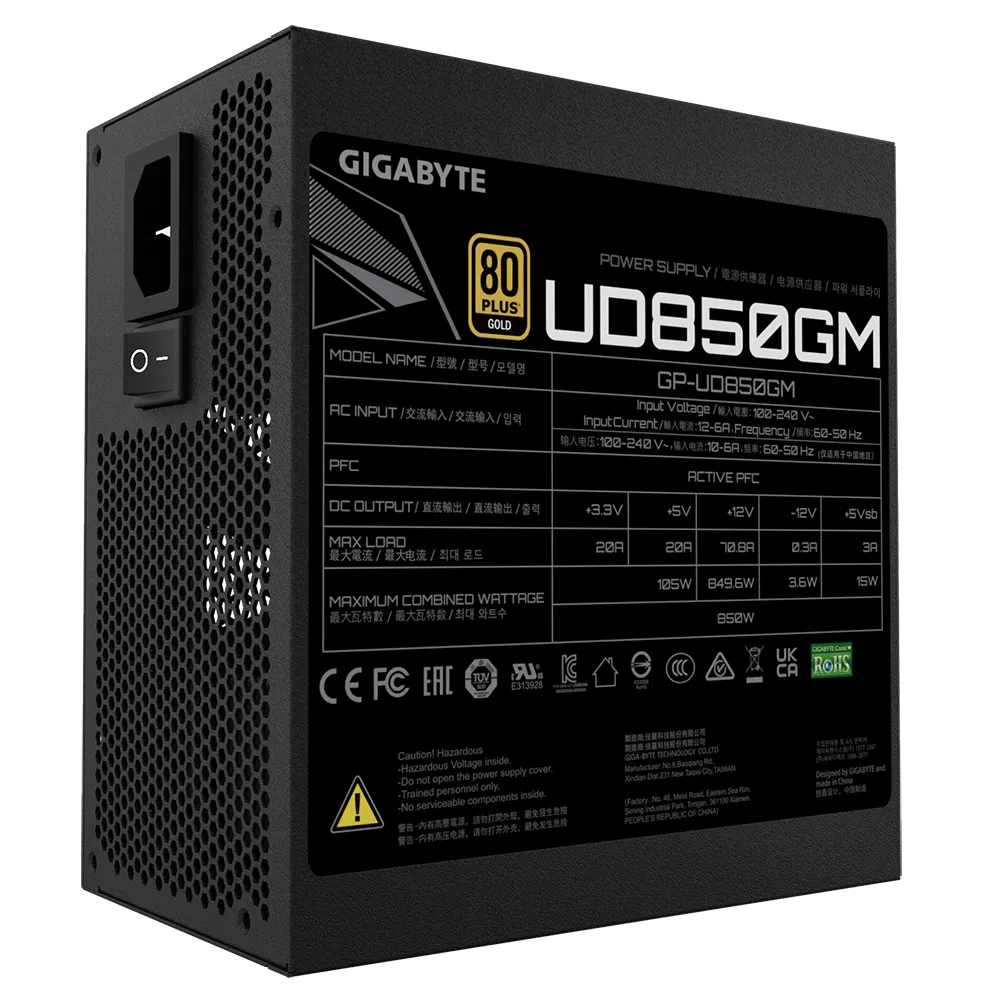 850W Gigabyte UD850GM ATX Gold Modular PSU