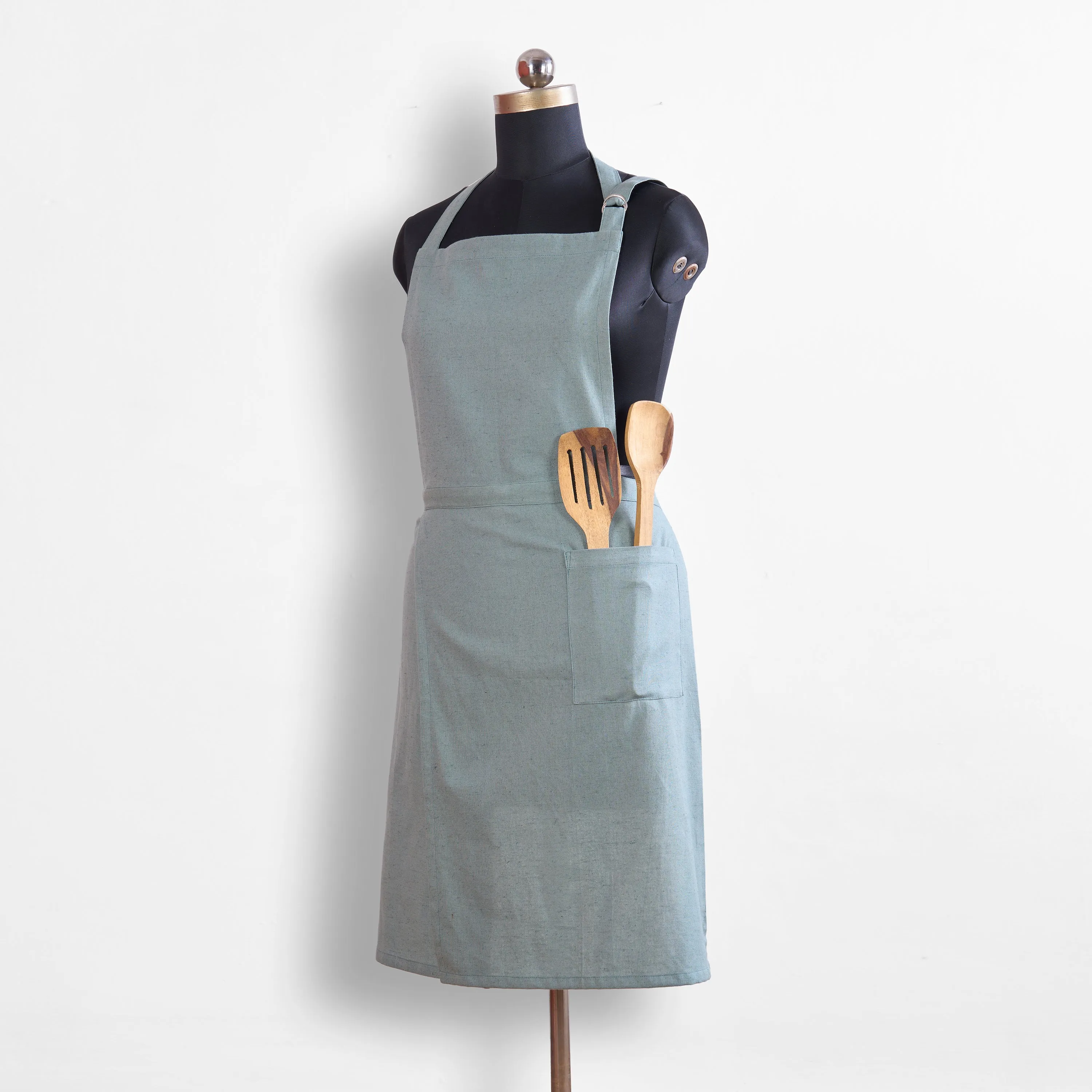 AMOUR APRON - Solid Duck egg linen fabric, size 27"X 35"