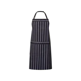 Apron Navy Bib Vertical Stripe Pocket Adjustable Neck Strap