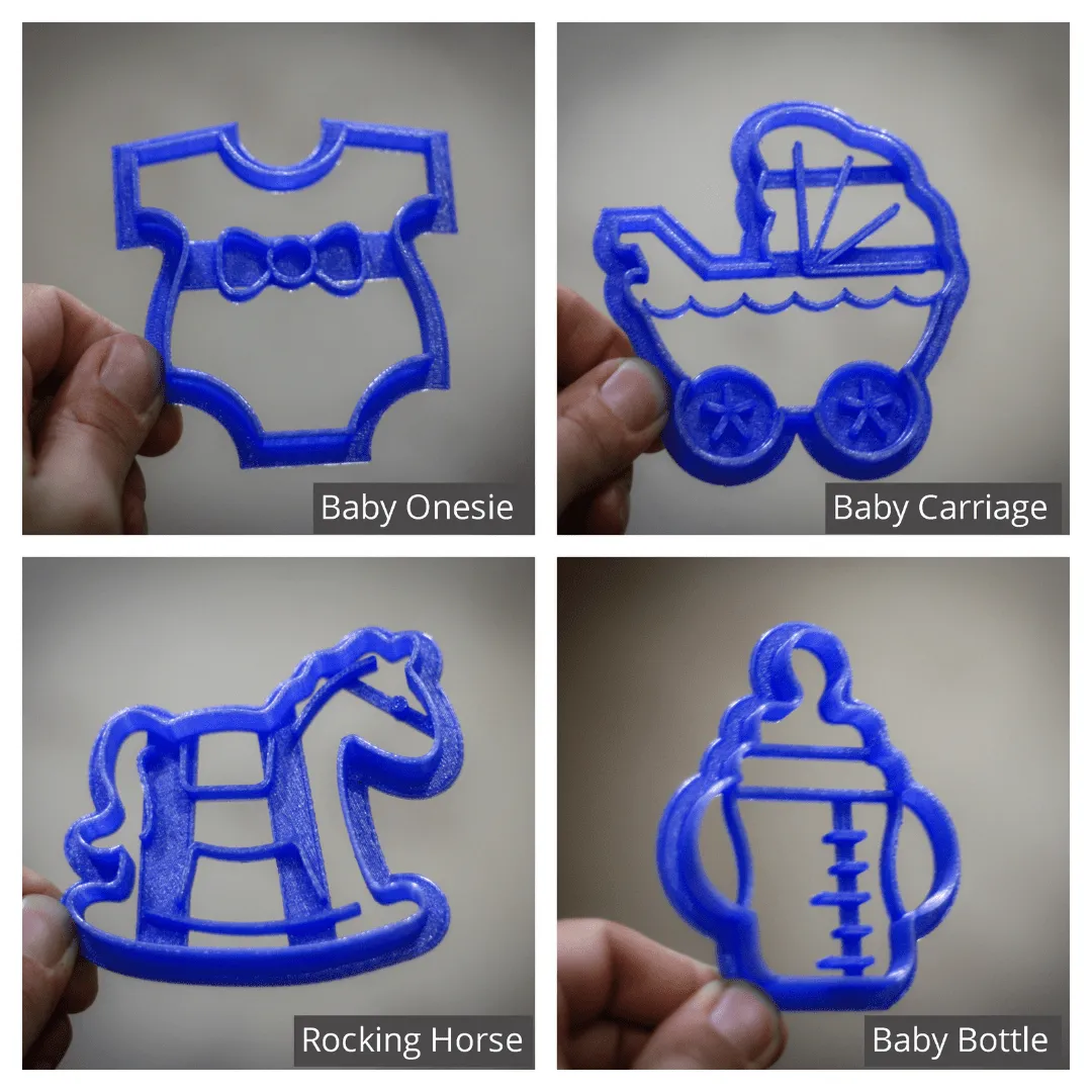 Baby Carriage, Onesie, Bottle, and Rocking Horse Cookie Cutters