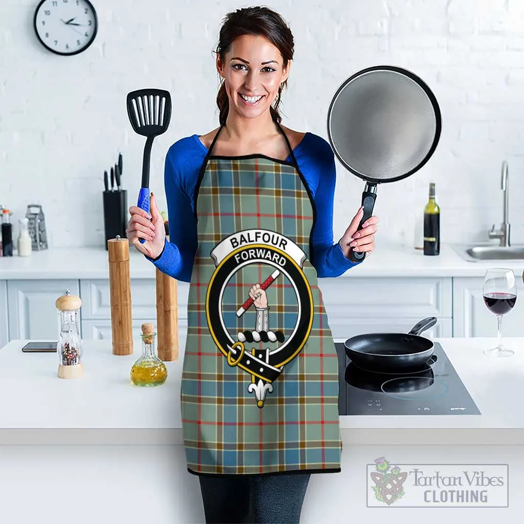 Balfour Blue Tartan Apron with Family Crest