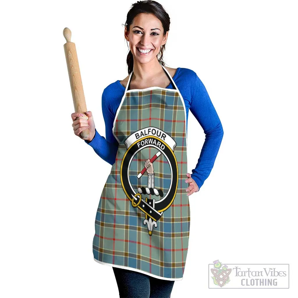 Balfour Blue Tartan Apron with Family Crest