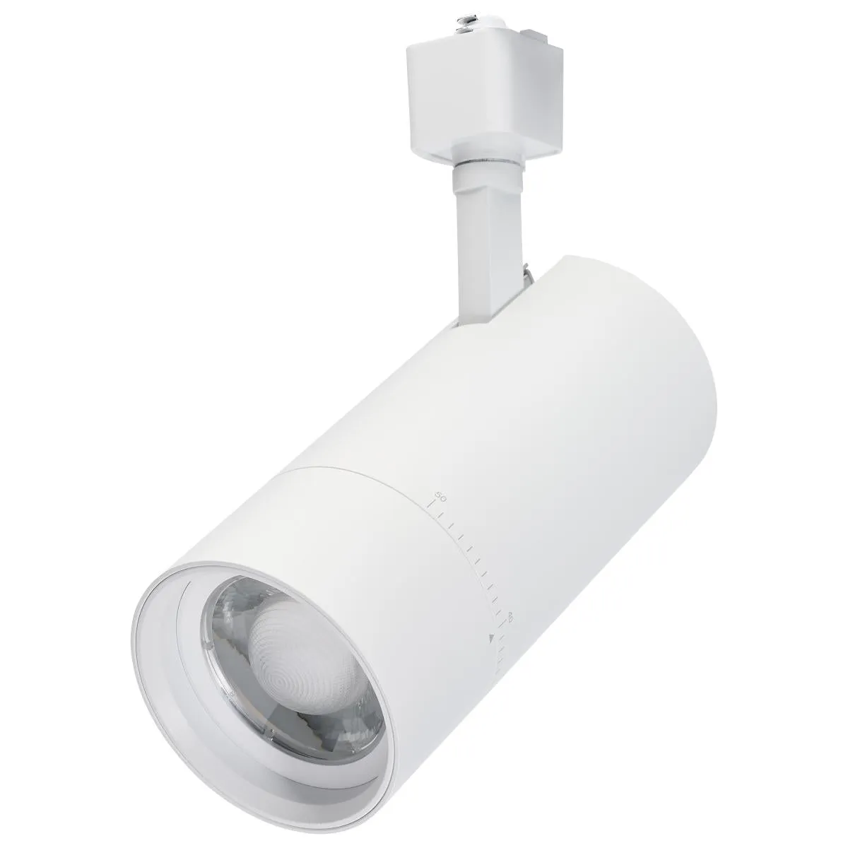 Beam Adjustable LED Track Head 30W 2100 Lumens, Selectable CCT, Halo, 20°- 50°, White Finish