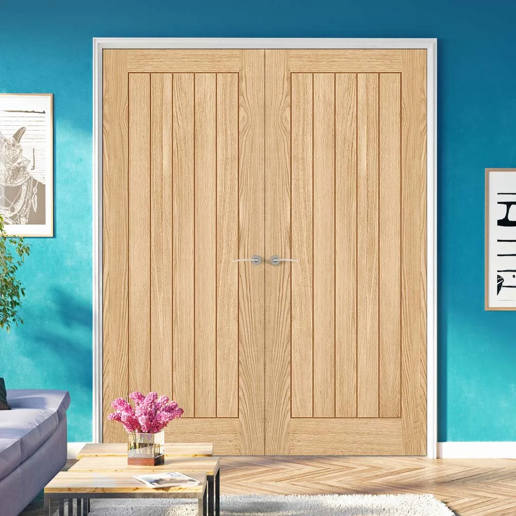 Belize Oak Flush Internal Door Pair - 60 Minute Fire Rated