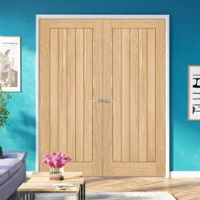 Belize Oak Flush Internal Door Pair - 60 Minute Fire Rated