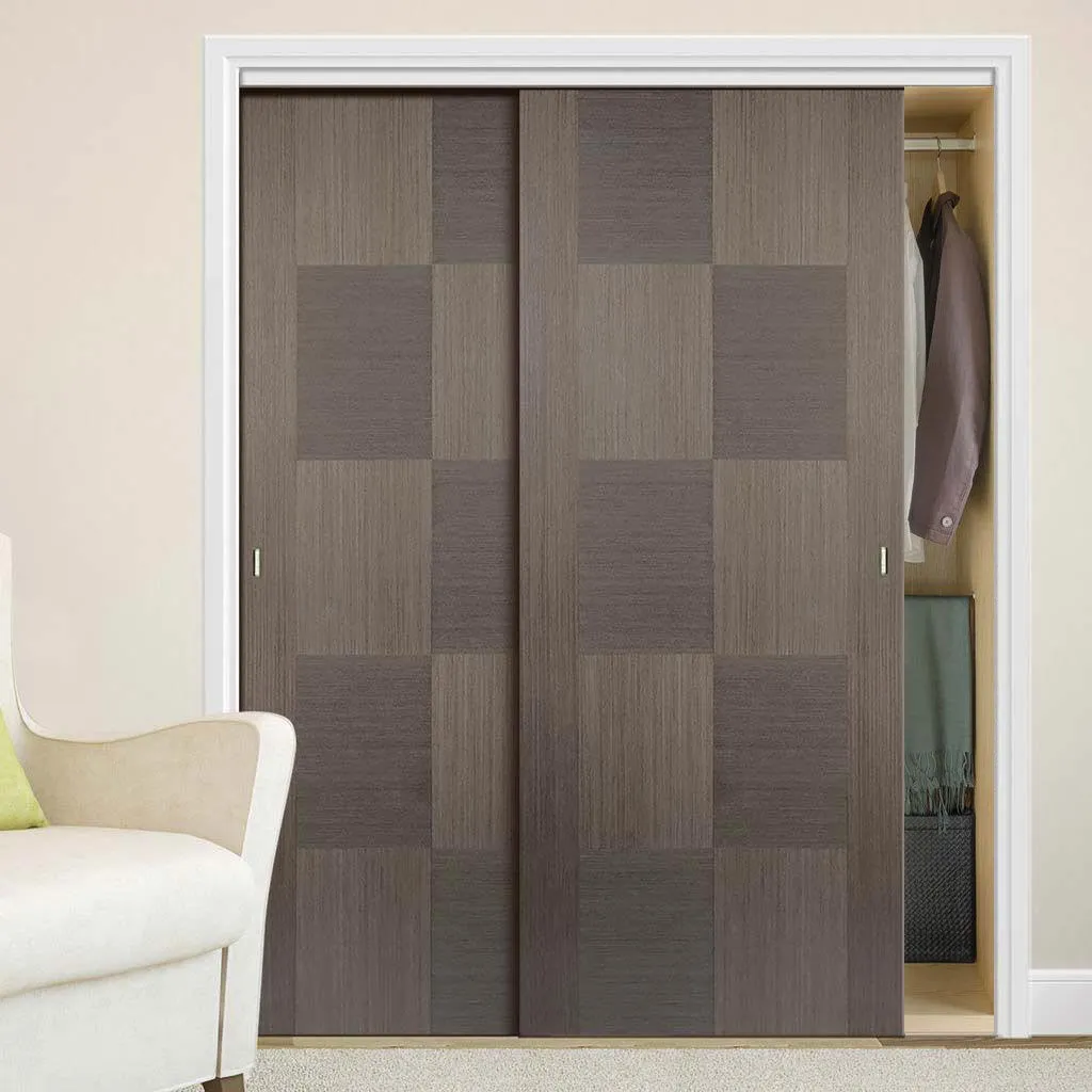 Bespoke Apollo Chocolate Grey Flush Door - 2 Door Maximal Wardrobe and Frame Kit - Prefinished