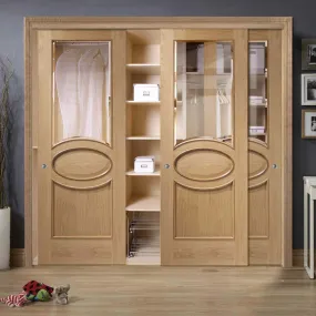 Bespoke Calabria Oak Glazed 3 Door Maximal Wardrobe and Frame Kit