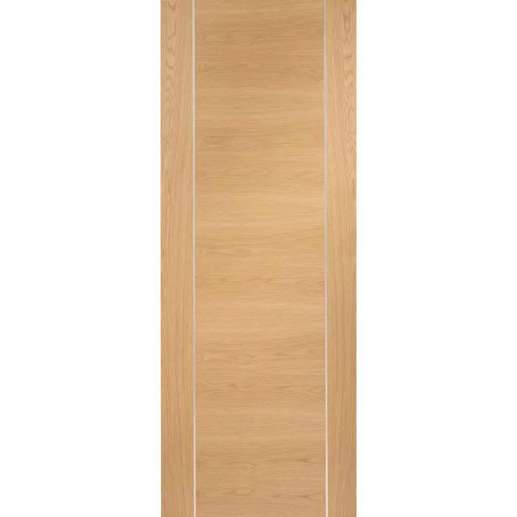 Bespoke Forli Oak Flush 2 Door Maximal Wardrobe and Frame Kit - Aluminium Inlay - Prefinished