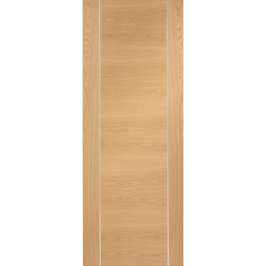 Bespoke Forli Oak Flush Single Pocket Door - Aluminium Inlay - Prefinished