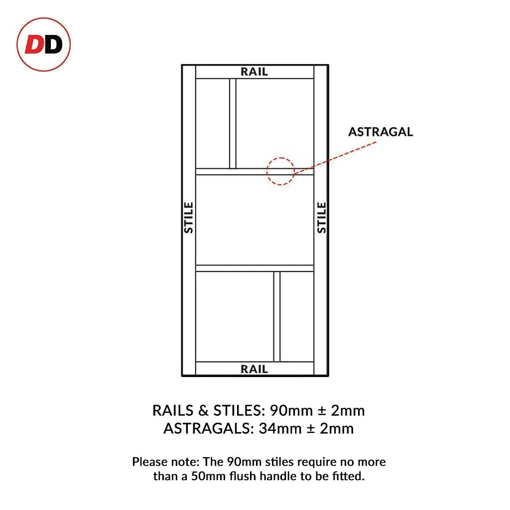 Bespoke Handmade Eco-Urban® Arran 5 Pane Single Evokit Pocket Door DD6432SG Frosted Glass - Colour Options