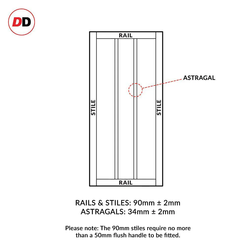 Bespoke Handmade Eco-Urban® Avenue 2 Pane 1 Panel Double Evokit Pocket Door DD6410G Clear Glass - Colour Options