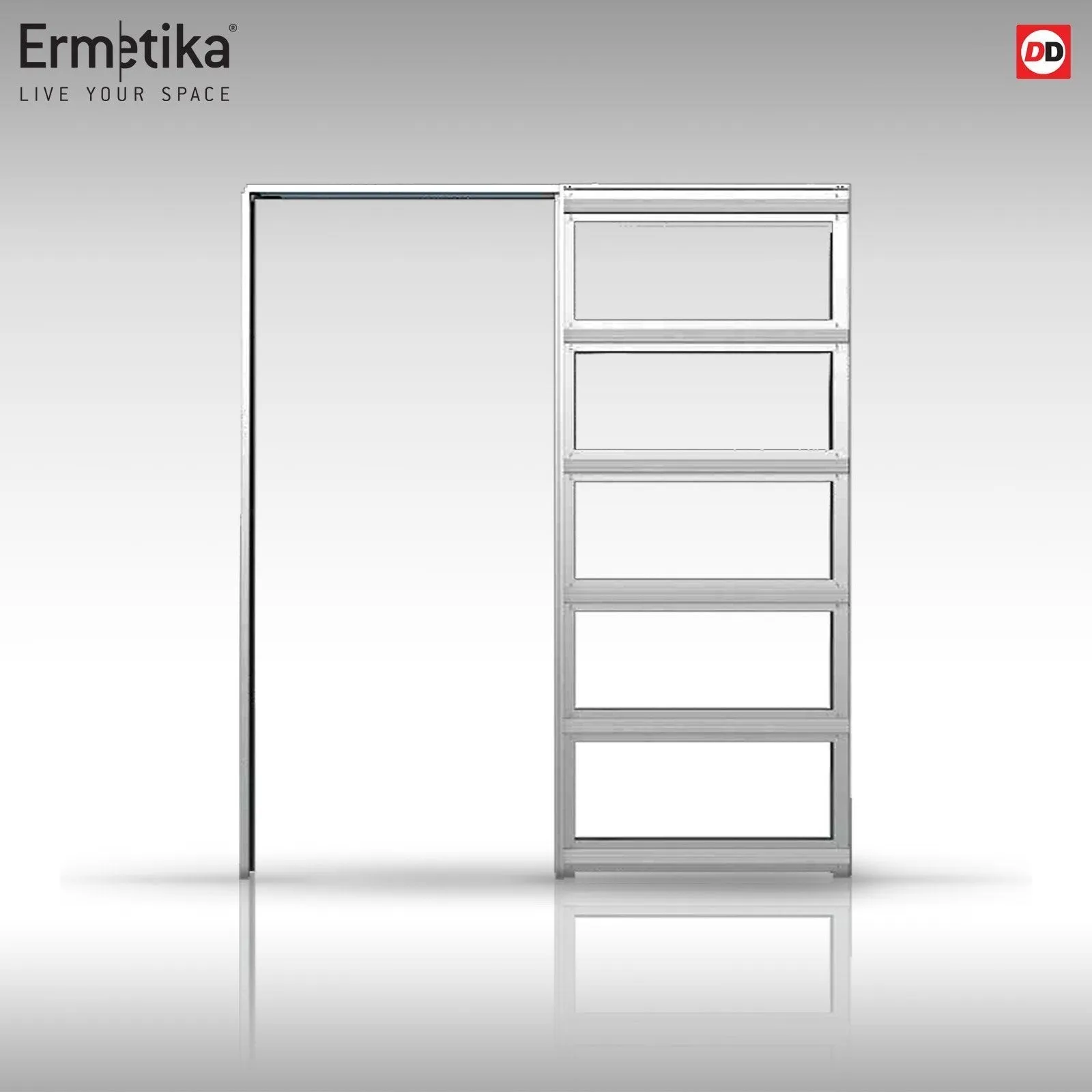 Bespoke Handmade Eco-Urban® Avenue 2 Pane 1 Panel Single Evokit Pocket Door DD6410SG Frosted Glass - Colour Options