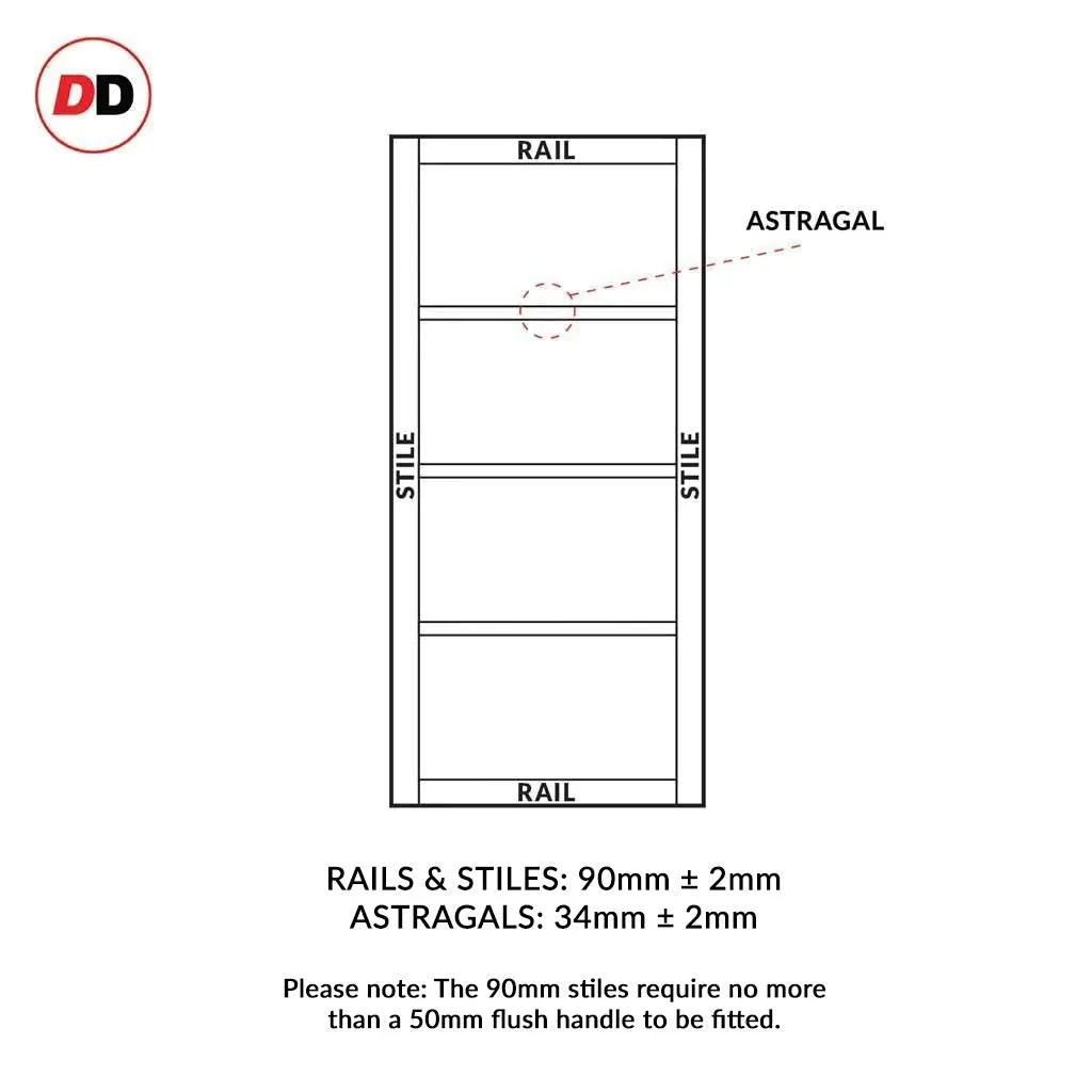 Bespoke Handmade Eco-Urban® Brooklyn 4 Pane Double Evokit Pocket Door DD6308G - Clear Glass - Colour Options