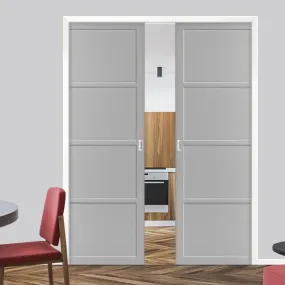 Bespoke Handmade Eco-Urban® Brooklyn 4 Panel Double Evokit Pocket Door DD6307 - Colour Options