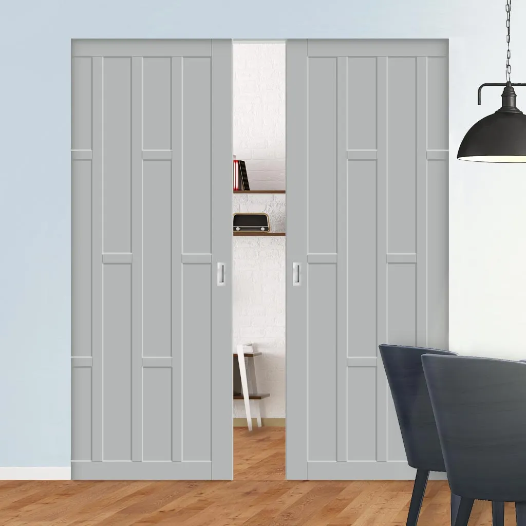 Bespoke Handmade Eco-Urban® Caledonia 10 Panel Double Absolute Evokit Pocket Door DD6433 - Colour Options