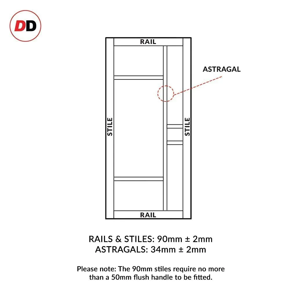 Bespoke Handmade Eco-Urban® Jura 5 Pane 1 Panel Single Absolute Evokit Pocket Door DD6431G Clear Glass - Colour Options