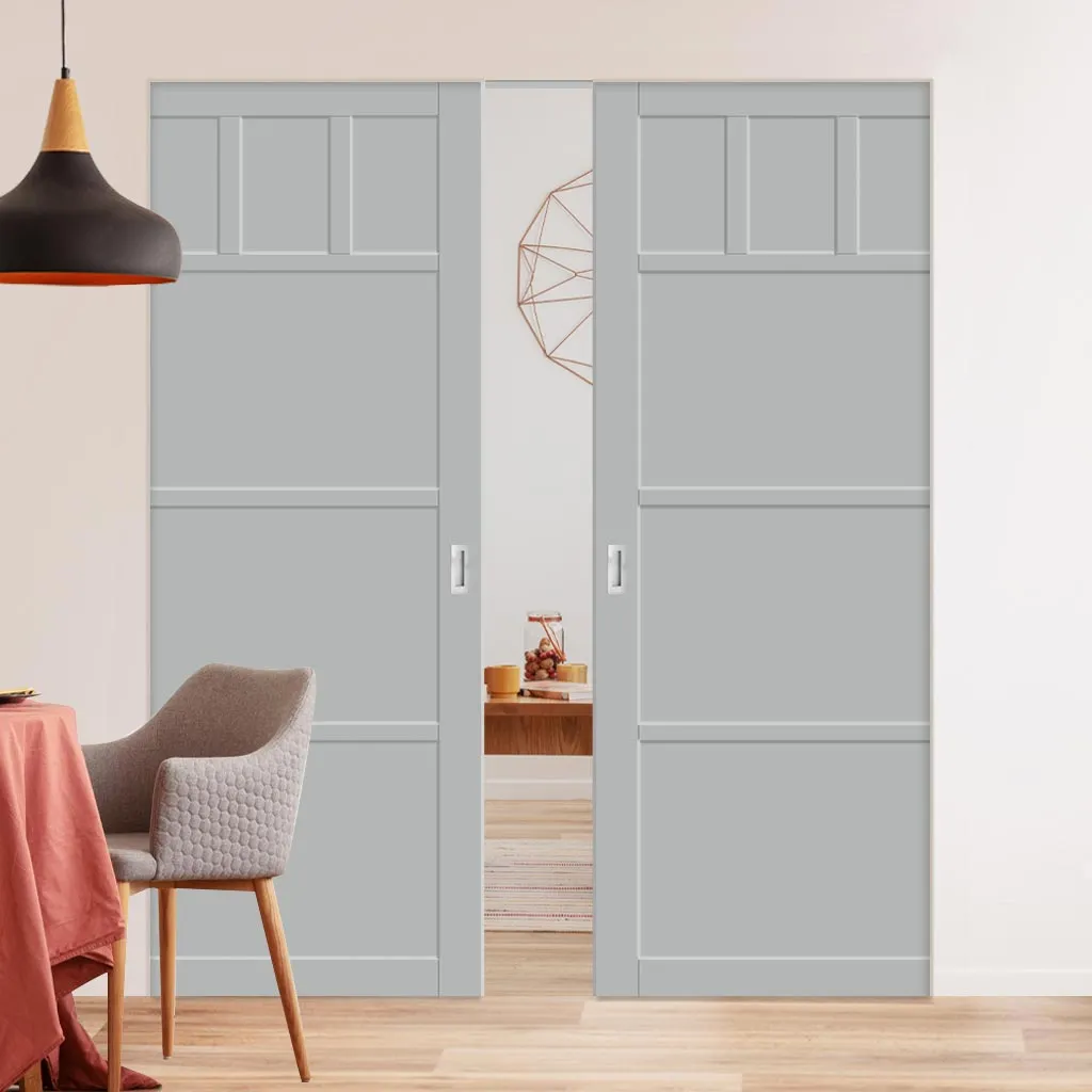 Bespoke Handmade Eco-Urban® Lagos 6 Panel Double Absolute Evokit Pocket Door DD6427 - Colour Options