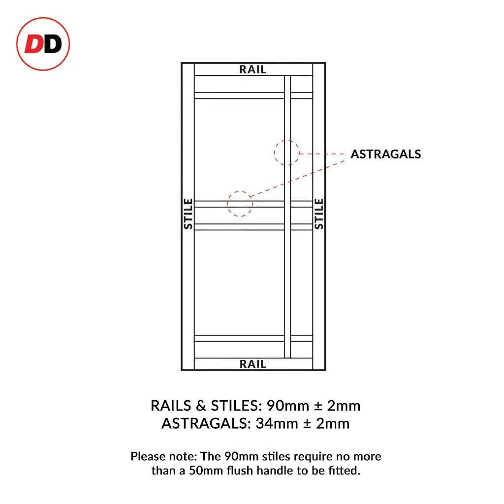 Bespoke Handmade Eco-Urban® Leith 9 Pane Single Absolute Evokit Pocket Door DD6316G - Clear Glass - Colour Options