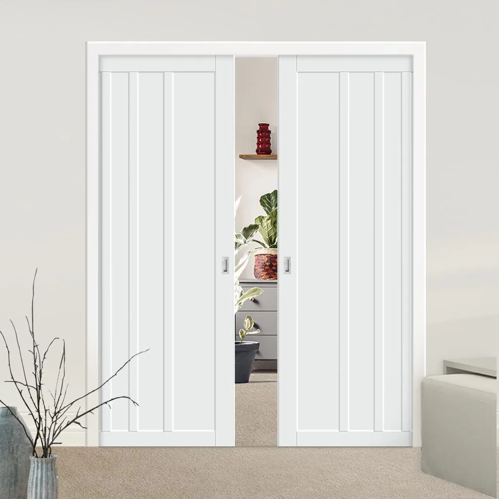 Bespoke Handmade Eco-Urban® Malmo 4 Panel Double Evokit Pocket Door DD6401 - Colour Options