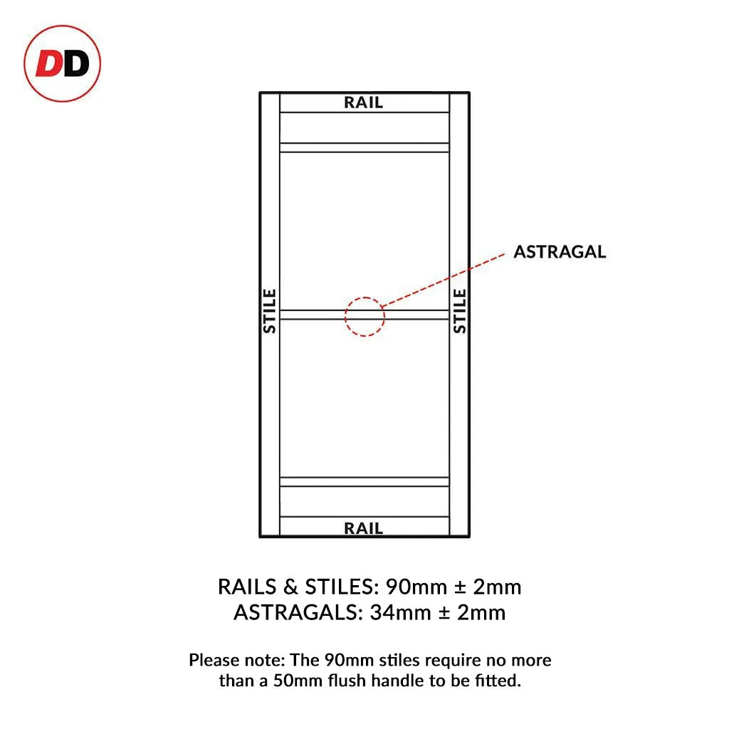 Bespoke Handmade Eco-Urban® Malvan 4 Pane Double Absolute Evokit Pocket Door DD6414SG Frosted Glass - Colour Options