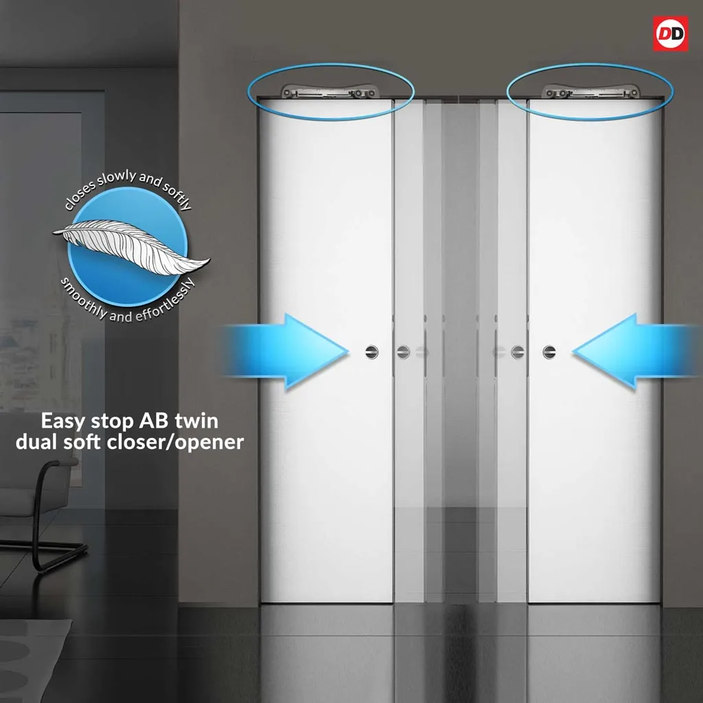 Bespoke Handmade Eco-Urban® Malvan 4 Pane Double Absolute Evokit Pocket Door DD6414SG Frosted Glass - Colour Options