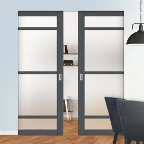 Bespoke Handmade Eco-Urban® Malvan 4 Pane Double Absolute Evokit Pocket Door DD6414SG Frosted Glass - Colour Options