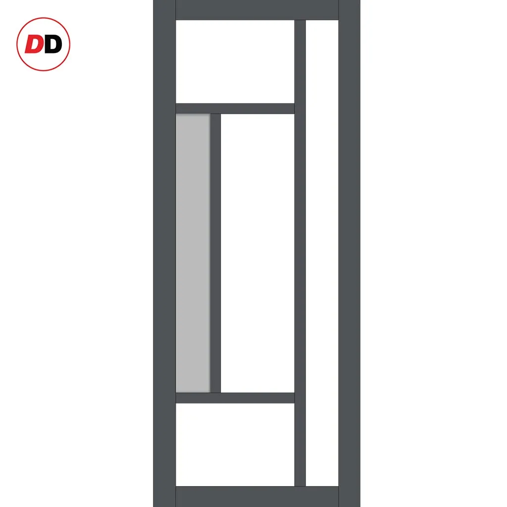 Bespoke Handmade Eco-Urban® Portobello 5 Pane Double Evokit Pocket Door DD6438G Clear Glass(1 FROSTED PANE) - Colour Options